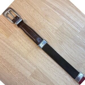 Brighton Q4800 Mens Leather Hair‎ On Hide Western Patchwork Belt Brown Red 32